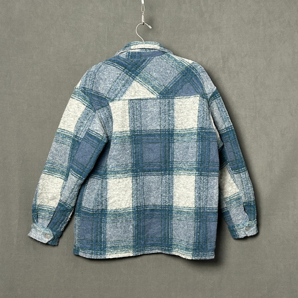 Levis Plaid Lined Shirt Jacket Mens Small Blue Gray Insulated Shacket Flannel - Picture 2 of 6